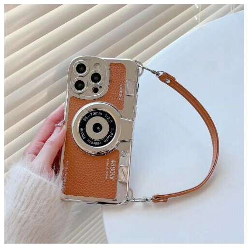 Hot selling mobile phone case suitable for iphone14promax/Apple 13/11/12 [brown + hand strap] (contact customer service to confirm the phone model after placing the order)