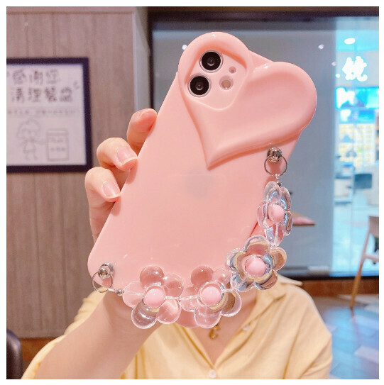 Hot selling mobile phone case suitable for iphone14 apple 12mini/13pro [pink love flower chain] (contact customer service to confirm the phone model after placing the order)