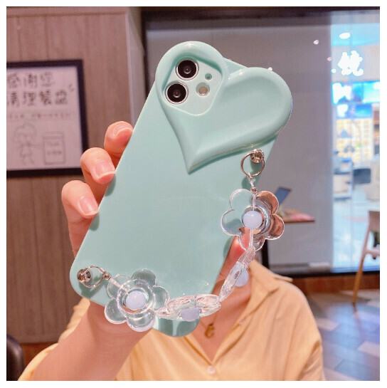 Hot selling mobile phone case suitable for iphone14 apple 12mini/13pro [sky blue love flower chain] (contact customer service to confirm the phone model after placing the order)