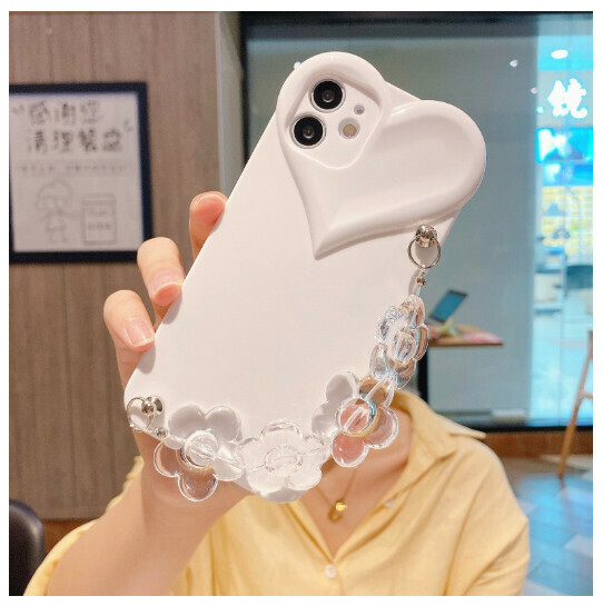 Hot selling mobile phone case suitable for iphone14 apple 12mini/13pro [solid white love flower chain] (contact customer service to confirm the phone model after placing the order)