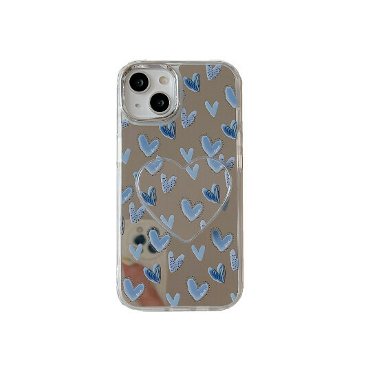 Hot selling mobile phone case suitable for iphone 14PROMAX Apple 13/12/11 [Full screen blue love + love stand] (Contact customer service to confirm the phone model after placing the order)