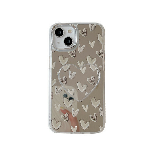 Hot selling mobile phone case suitable for iphone 14PROMAX Apple 13/12/11 [full screen tea green love heart + love stand] (contact customer service to confirm the phone model after placing the order)