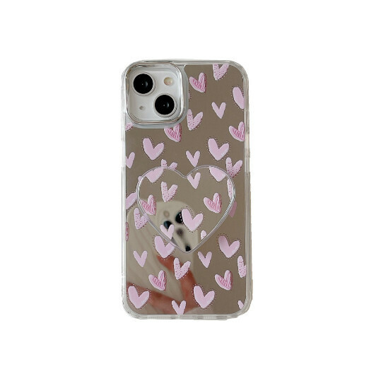 Hot selling mobile phone case suitable for iphone 14PROMAX Apple 13/12/11 [full screen pink love + love stand] (contact customer service to confirm the phone model after placing the order)
