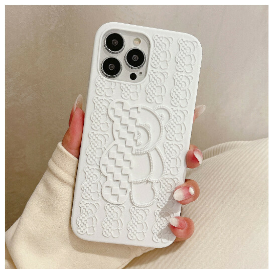 Hot-selling mobile phone case suitable for iPhone 14/iphone13promax [3D Violent Bear-Milk White] (contact customer service to confirm the phone model after placing the order)