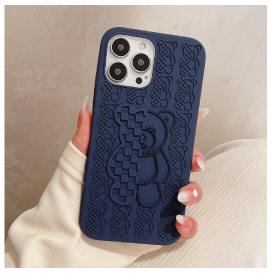 Hot-selling mobile phone case suitable for iPhone 14/iphone 13 promax [3D Violent Bear-Navy Blue] (contact customer service to confirm the phone model after placing the order)