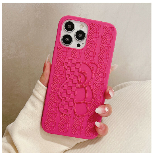Hot-selling mobile phone case suitable for Apple 14/iphone13promax [3D Violent Bear-Rose Red] (contact customer service to confirm the phone model after placing the order)