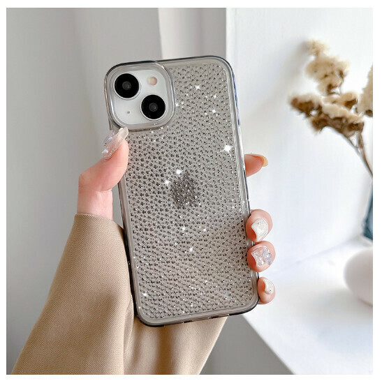 熱賣手機殼適用於iPhone13蘋果14promax【鑽石紋-透黑】（下單後聯絡客服確認手機型號）