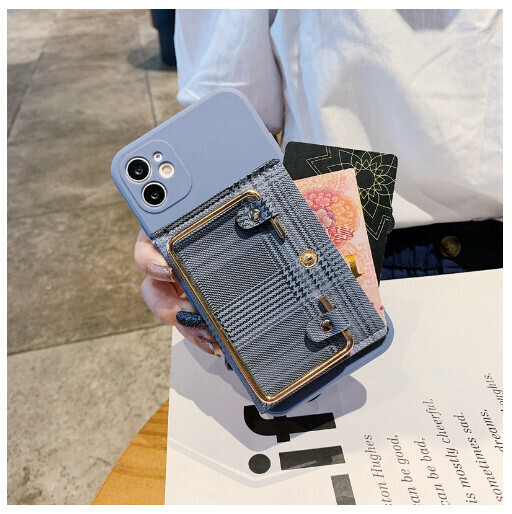 Hot-selling mobile phone case suitable for Apple 14promax/iPhone13/11/12 [Lavender Gray-Square Buckle Card Holder] (Contact customer service to confirm the phone model after placing the order)