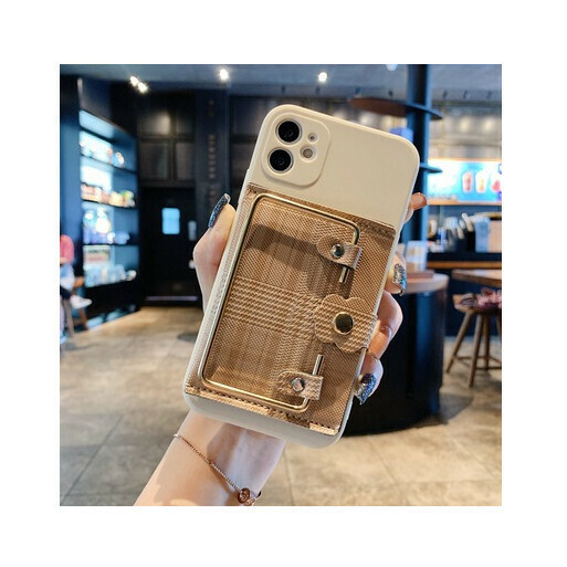 Hot-selling mobile phone case suitable for Apple 14promax/iPhone13/11/12 [khaki-square buckle card holder] (contact customer service to confirm the phone model after placing the order)