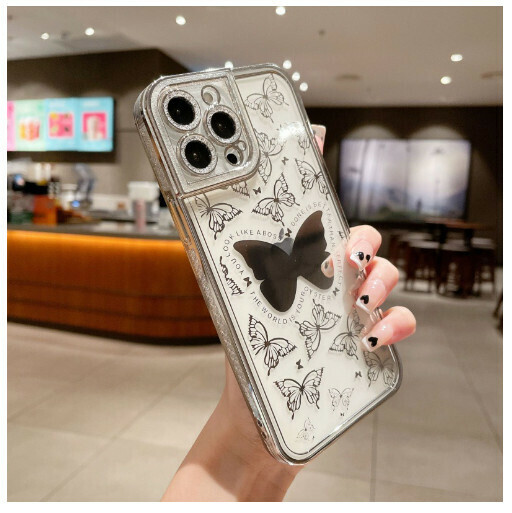 Hot-selling mobile phone case suitable for iPhone14promax/Apple 13/11/12 [Elegant Silver [Butterfly Flower Sea] (contact customer service to confirm the mobile phone model after placing the order)