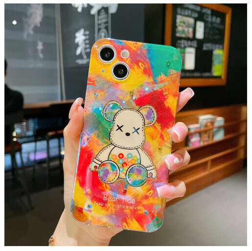 Hot selling mobile phone case suitable for iPhone14promax/Apple 13/11/12 [39 Orange Red Graffiti Violent Bear] (Contact customer service to confirm the phone model after placing the order)