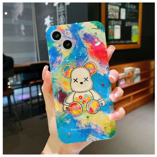 Hot-selling mobile phone case suitable for iPhone14promax/Apple 13/11/12 [40 Blue Graffiti Violent Bear] (contact customer service to confirm the phone model after placing the order)