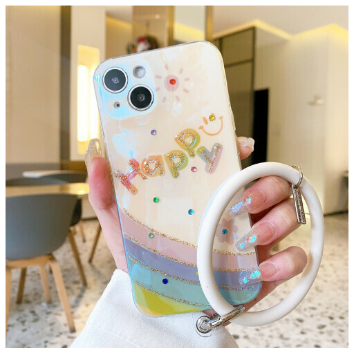 Hot-selling mobile phone case suitable for Apple 14promax/iPhone11/12/xs/xr [Rainbow Happy+ Bracelet] (contact customer service to confirm the mobile phone model after placing the order)