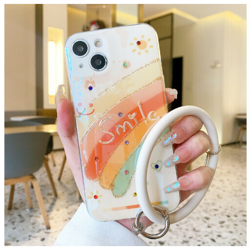 Hot-selling mobile phone case suitable for Apple 14promax/iPhone11/12/xs/xr [Rainbow Smile+ Bracelet] (contact customer service to confirm the mobile phone model after placing the order)