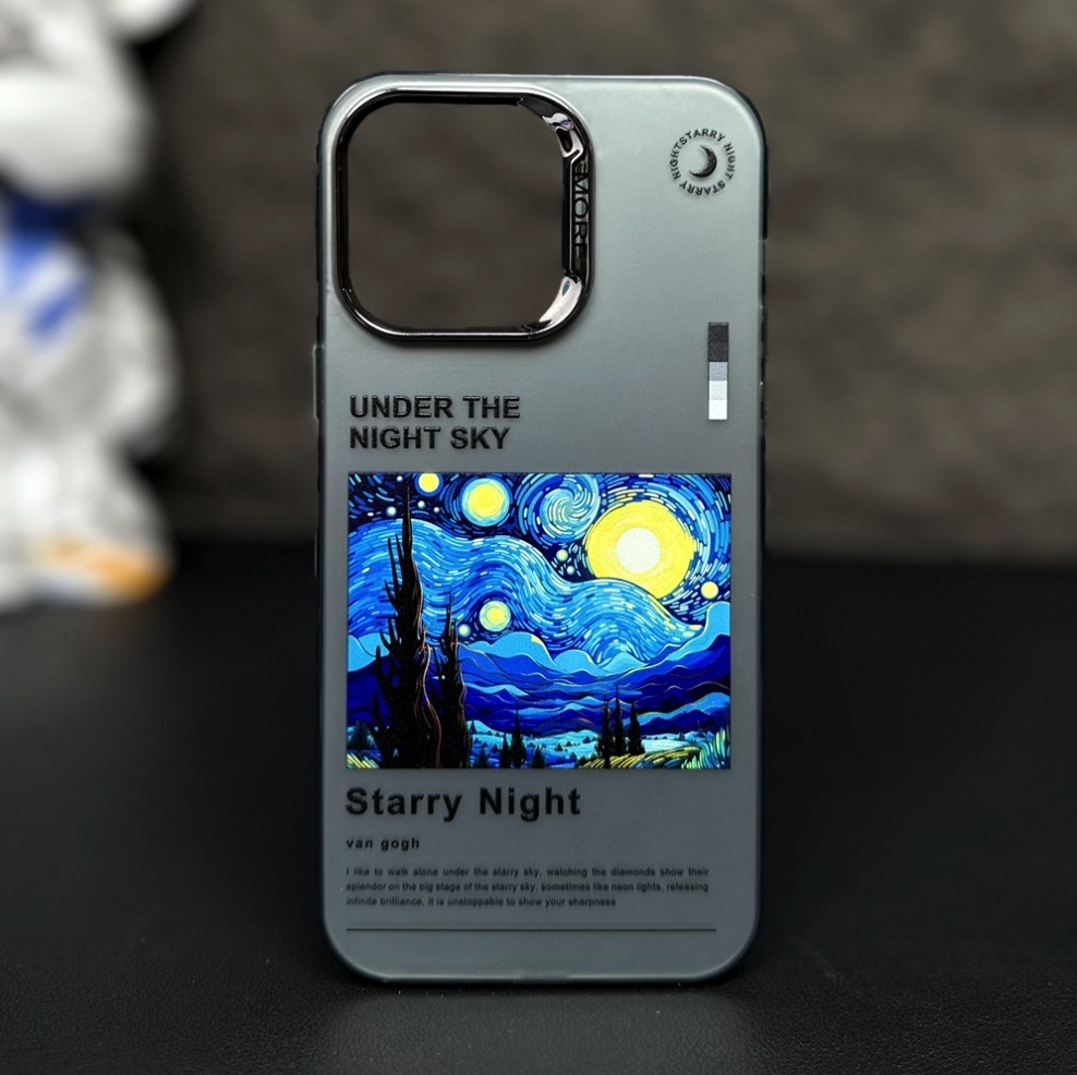 Hot-selling oil painting starry sky color silver suitable for iPhone series mobile phone cases (deep space gray oil painting starry sky) (contact customer service after placing an order to confirm the phone model)