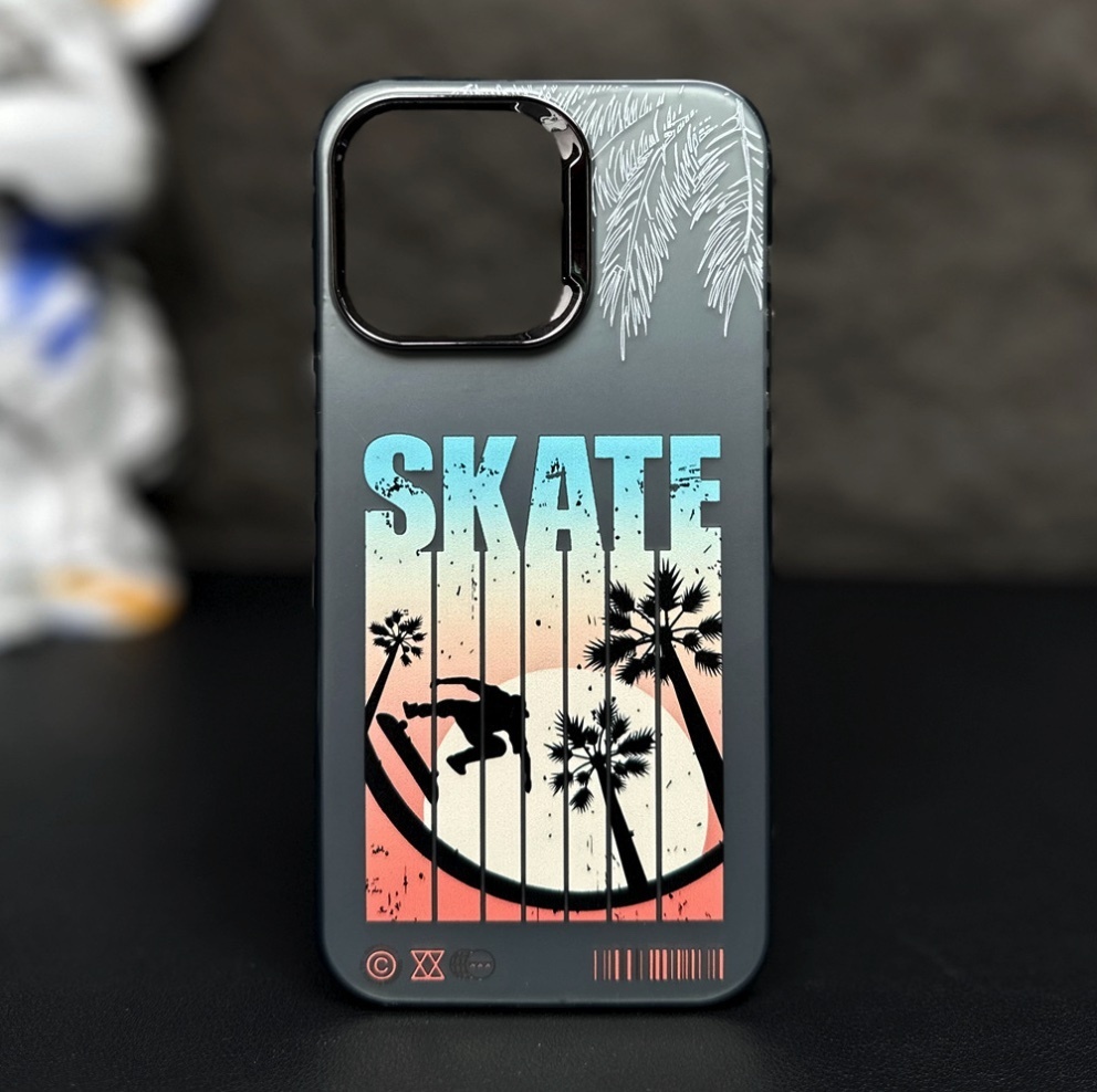 Hot-selling oil painting starry sky color silver suitable for iPhone series mobile phone cases (deep space gray oil painting coconut tree) (contact customer service after placing an order to confirm the phone model)