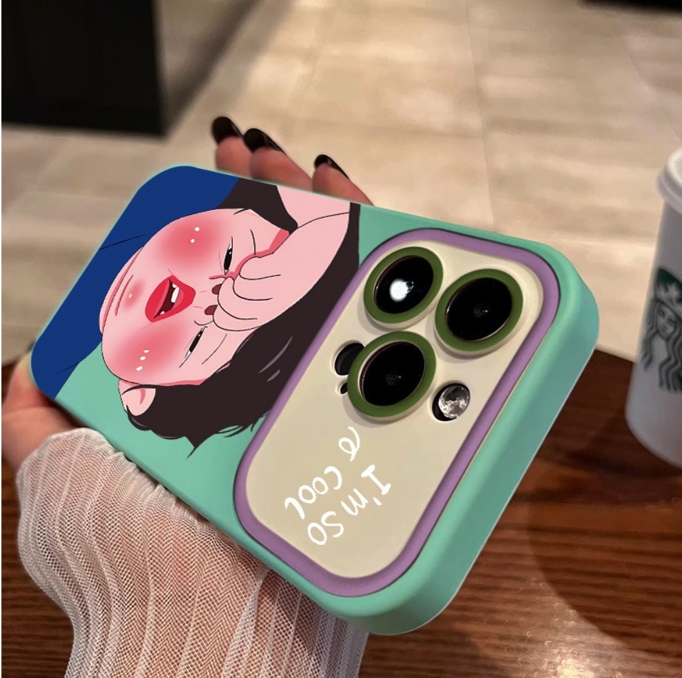 Hot selling large window funny expression suitable for iPhone series mobile phone case (light cyan nose-picking boy) (contact customer service to confirm the phone model after placing the order)