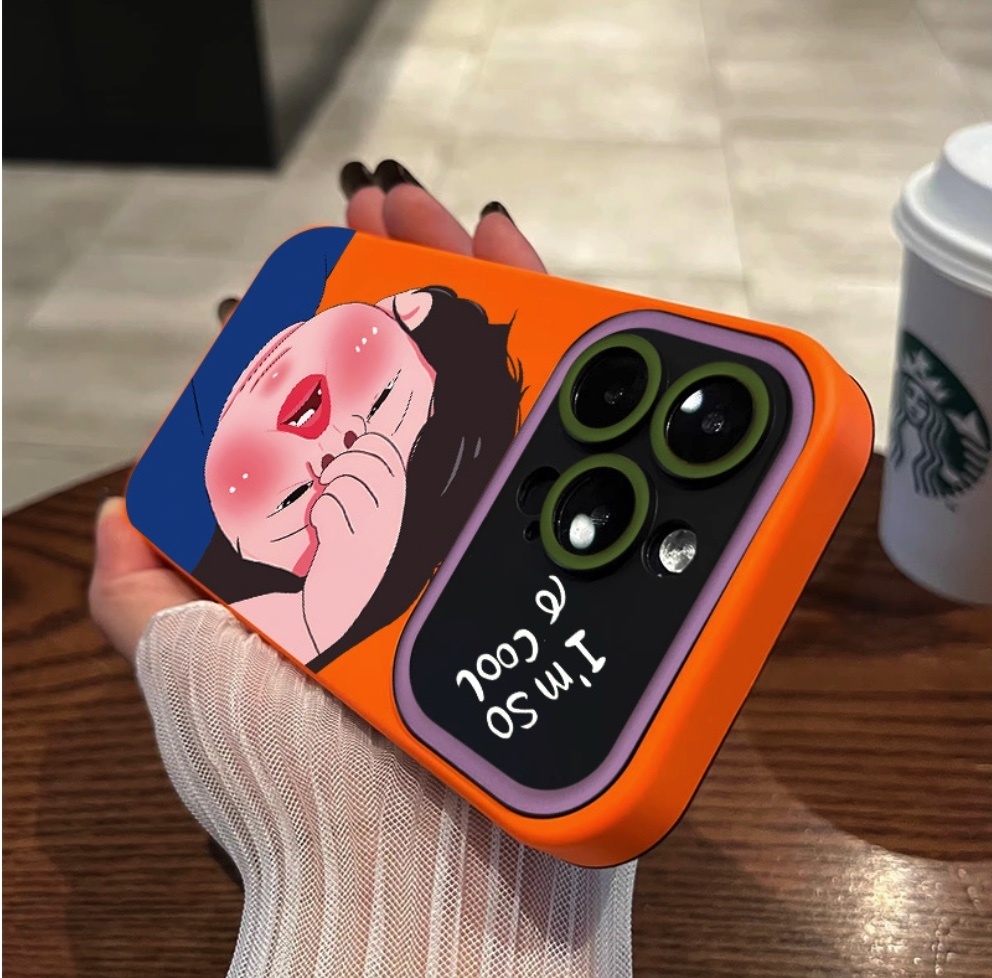 Hot selling large window funny expression suitable for iPhone series mobile phone case (orange nose-picking boy) (contact customer service to confirm the phone model after placing the order)