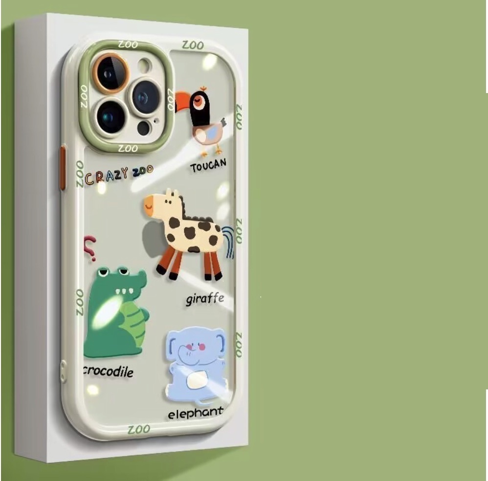 Hot-selling transparent small animals suitable for iPhone series mobile phone cases (cream white animals) (contact customer service after placing an order to confirm the phone model)