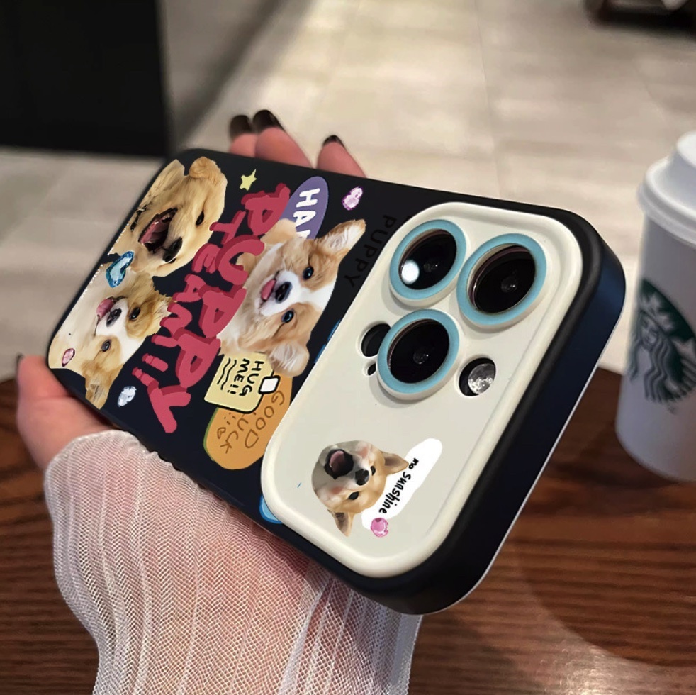熱賣可愛四隻小狗適用於iPhone系列手機殼（黑色四隻小狗）(下單後聯絡客服確認手機型號)