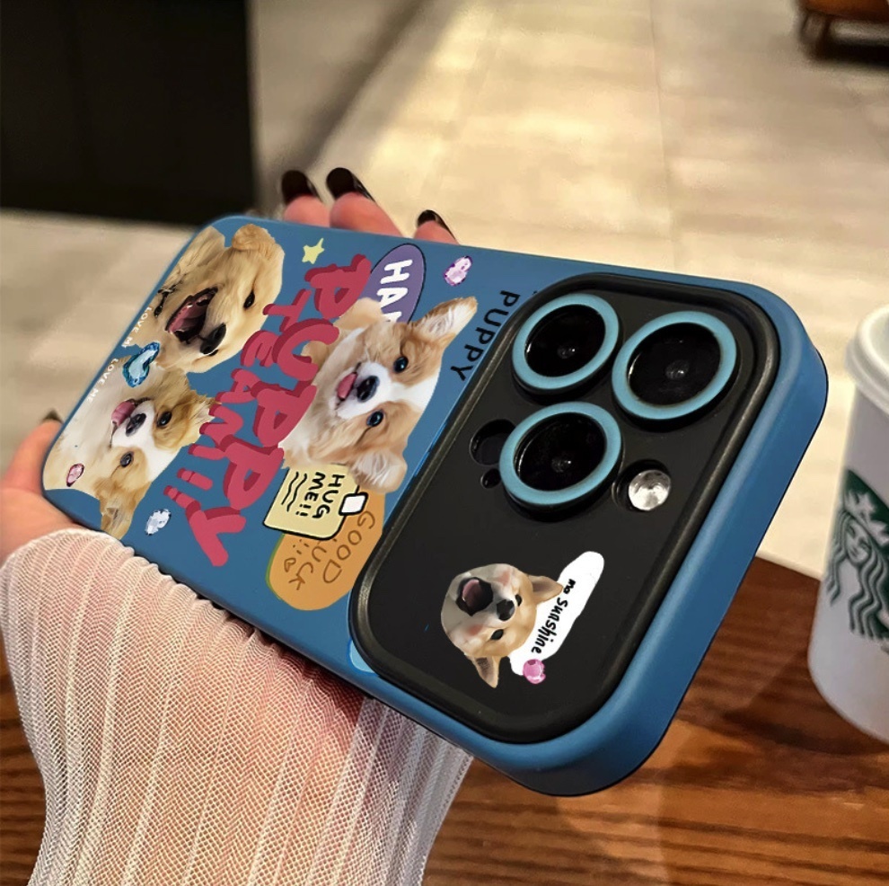熱賣可愛四隻小狗適用於iPhone系列手機殼（深藍四隻小狗）(下單後聯絡客服確認手機型號)