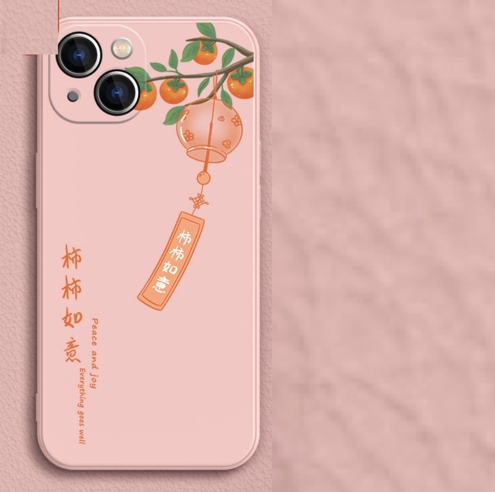 Hot selling painted wind chime silicone suitable for iPhone series mobile phone cases (pink Shishi Ruyi) (contact customer service to confirm the phone model after placing the order)