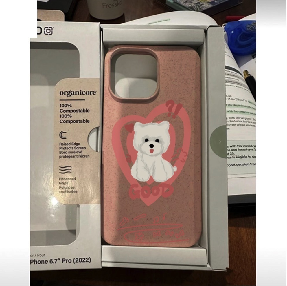 熱賣彩繪適用於iPhone系列手機殼（粉色問號小白狗）(下單後聯絡客服確認手機型號)
