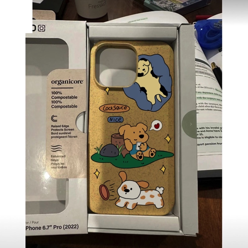 熱賣彩繪適用於iPhone系列手機殼（黃色插畫狗狗）(下單後聯絡客服確認手機型號)