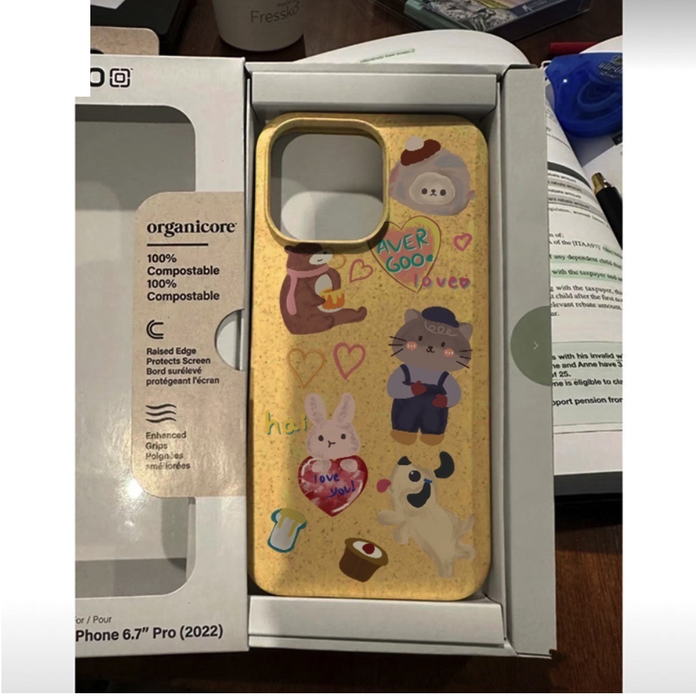 熱賣彩繪適用於iPhone系列手機殼（黃色油畫動物）(下單後聯絡客服確認手機型號)