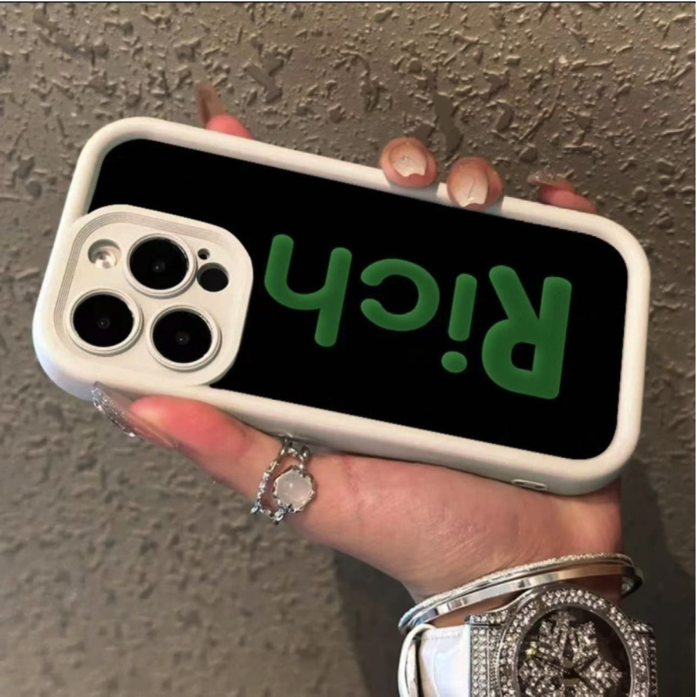 熱賣彩繪適用於iPhone系列手機殼（白色黑底Rich）(下單後聯絡客服確認手機型號)