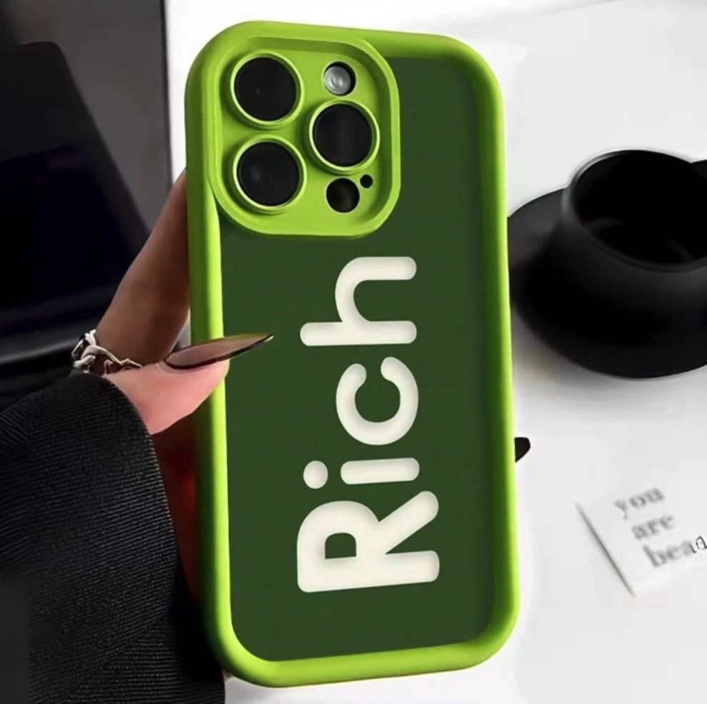 熱賣彩繪適用於iPhone系列手機殼（綠色綠底Rich）(下單後聯絡客服確認手機型號)