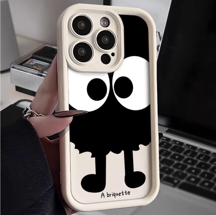 Hot selling big-eye briquettes soft protective case suitable for iPhone series mobile phone cases (antique white big-eye briquettes) (contact customer service to confirm the phone model after placing the order)