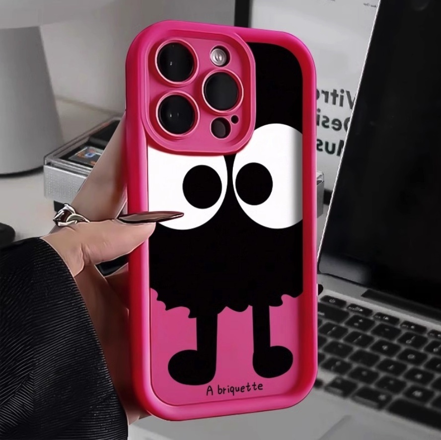 Hot-selling big-eye briquettes soft protective case suitable for iPhone series mobile phone cases (rose red big-eye briquettes) (contact customer service to confirm the phone model after placing the order)
