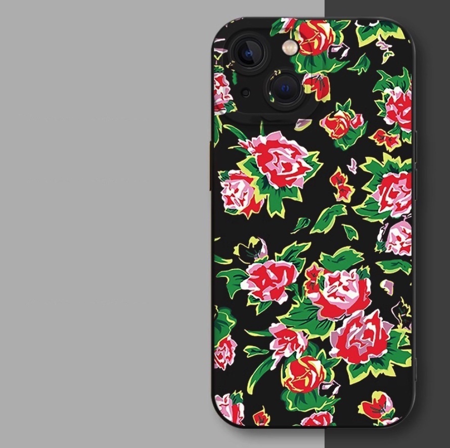 Hot selling Northeast large flower protective cover suitable for iPhone series mobile phone cases (classic black large flower jacket) (contact customer service to confirm the phone model after placing the order)