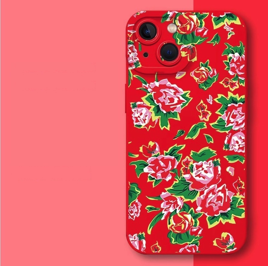 Hot selling Northeast big flower protective cover suitable for iPhone series mobile phone cases (Chinese red big flower jacket) (contact customer service after placing an order to confirm the phone model)