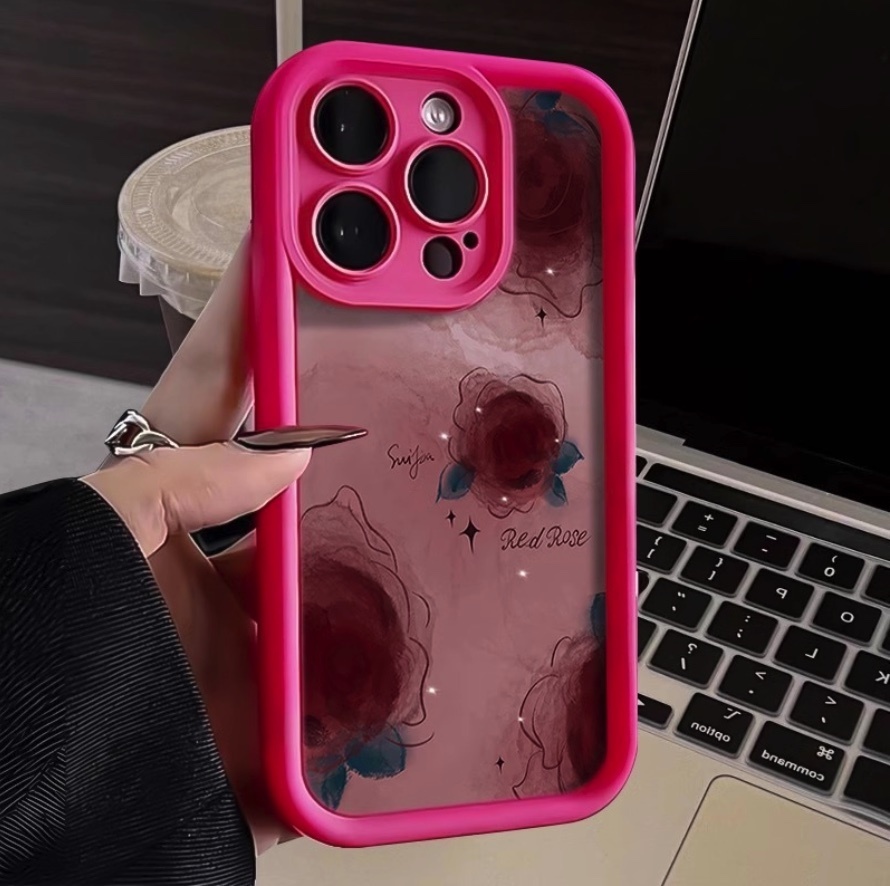 Hot selling smudged rose soft protective cover suitable for iPhone series mobile phone cases (rose red burgundy rose) (contact customer service to confirm the phone model after placing the order)