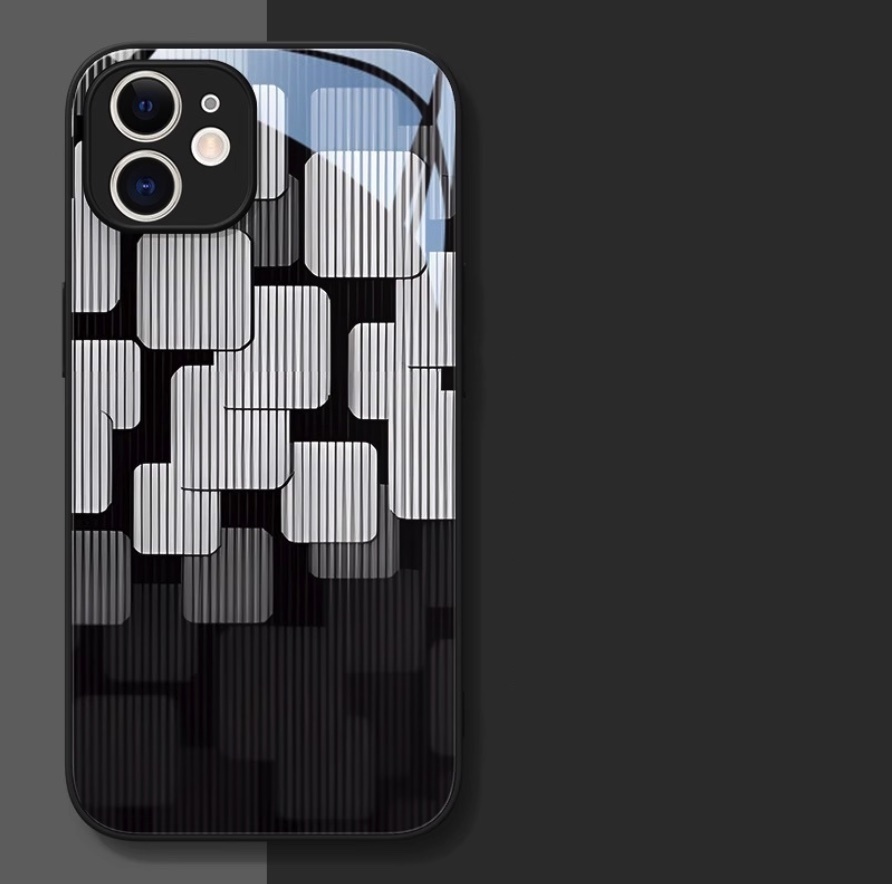 Hot-selling glass particle honeycomb is suitable for iPhone series mobile phone cases (classic black, white and black blocks) (contact customer service to confirm the mobile phone model after placing the order)