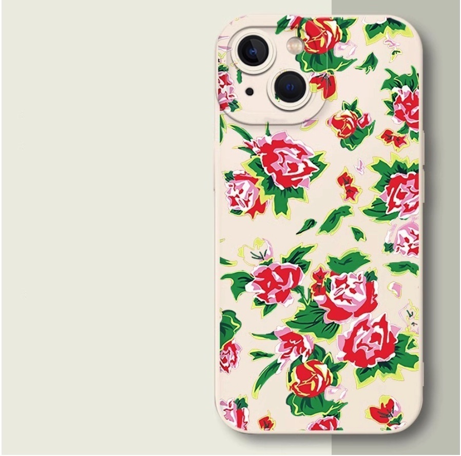 Hot selling Northeast large flower protective cover suitable for iPhone series mobile phone cases (ivory white large flower jacket) (contact customer service to confirm the phone model after placing the order)