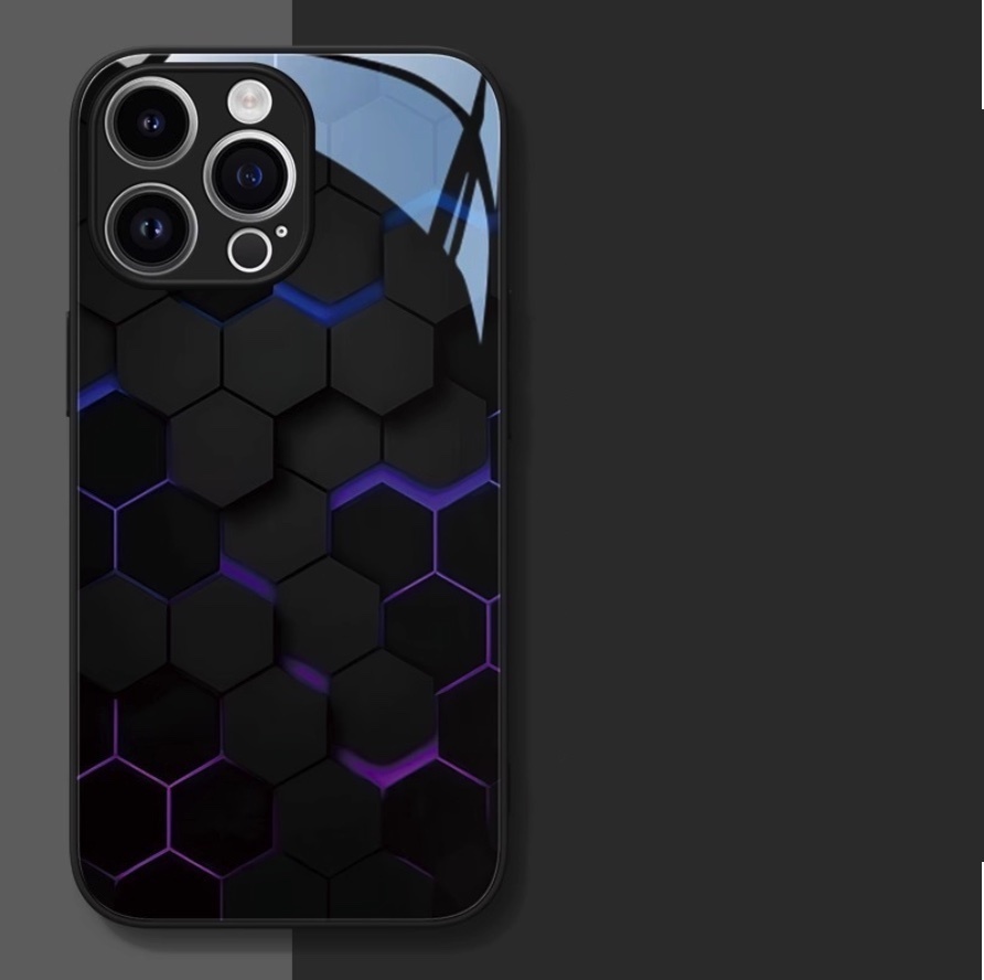 Hot-selling glass particle honeycomb is suitable for iPhone series mobile phone cases (classic black particle black) (contact customer service after placing an order to confirm the phone model)
