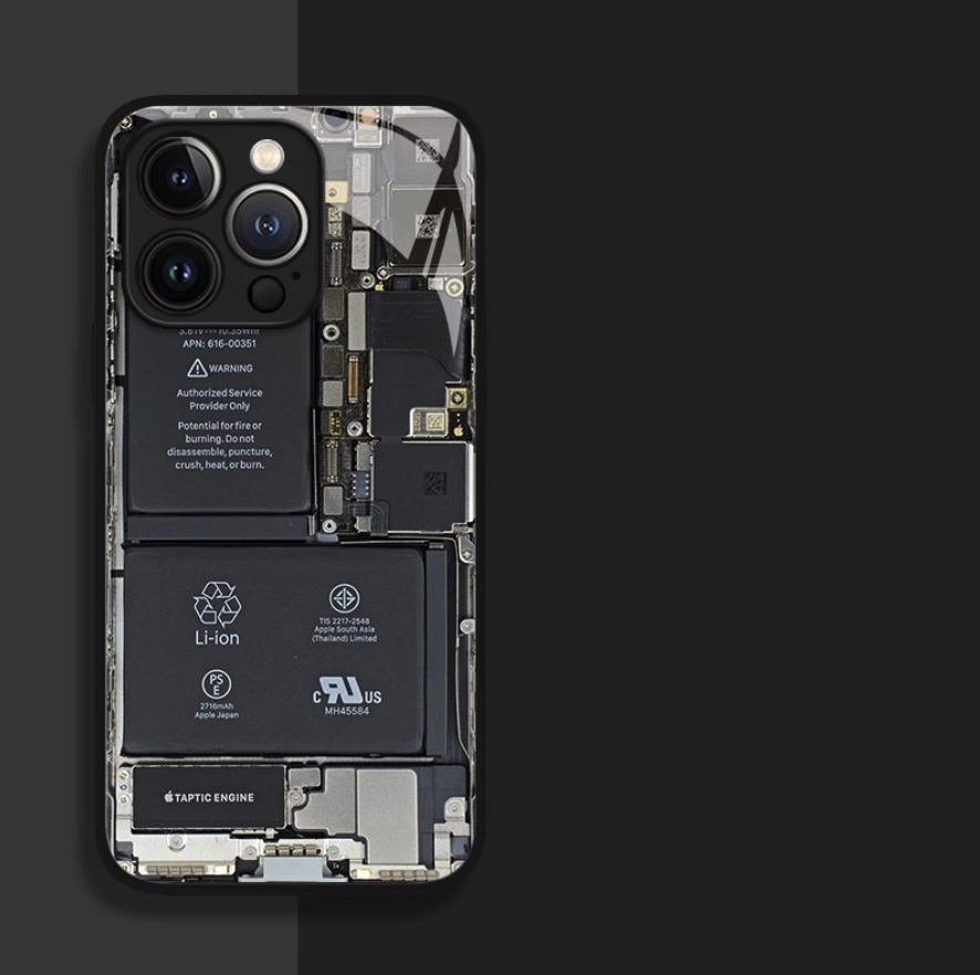 Hot selling circuit board glass protective cover suitable for iPhone series mobile phone cases (black new circuit board pattern) (contact customer service to confirm the phone model after placing the order)