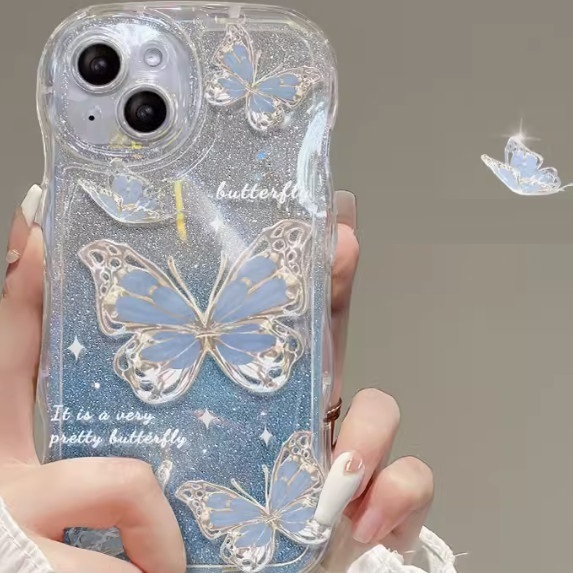 Hot selling wave starting butterfly mobile phone case is suitable for OPPO_realme (blue butterfly_single shell model (contact customer service to confirm the phone model after placing the order)