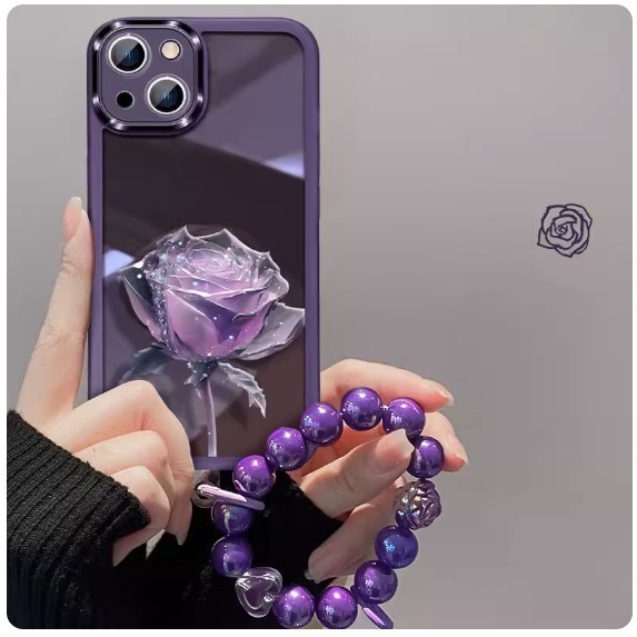 Hot selling purple rose suitable for Huawei mobile phone case (transparent purple_comes with lens film [purple rose + bracelet style] (contact customer service to confirm the phone model after placing the order)