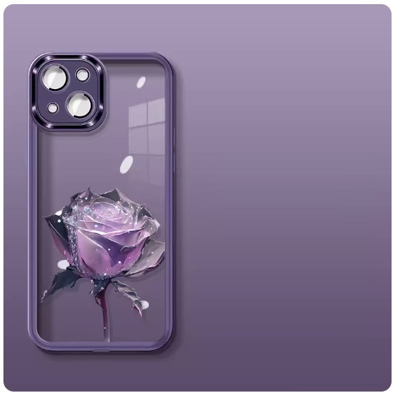 Hot selling purple rose suitable for Huawei mobile phone case (transparent purple_comes with lens film [purple rose] (contact customer service to confirm the phone model after placing the order)