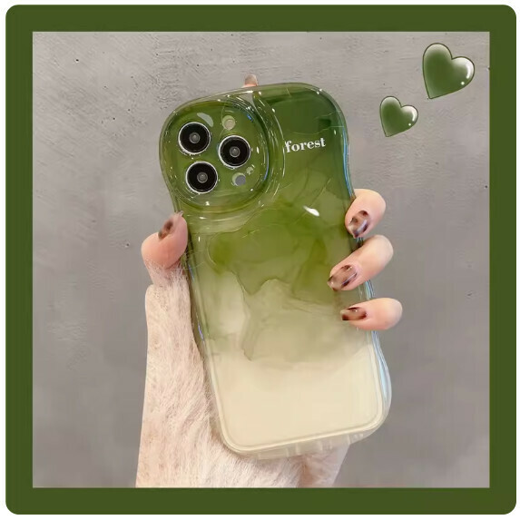 The popular gradient fresh style is suitable for Huawei mobile phone cases (gradient wave [smudged green] (contact customer service to confirm the phone model after placing the order)