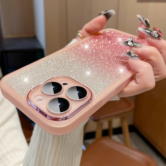 The popular gradient glitter powder is suitable for VIVO mobile phone cases (comes with lens film [translucent powder + gradient glitter card] (contact customer service to confirm the phone model after placing the order)