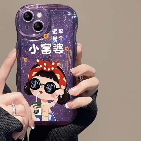 The popular black Sooner or later I will be a rich woman is suitable for Huawei mobile phone cases (transparent purple_Sooner or later I will be a little rich woman (contact customer service after placing the order to confirm the mobile phone model)
