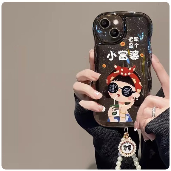 The popular black Sooner or later I will be a rich woman is suitable for Huawei mobile phone cases (transparent black_Sooner or later I will be a little rich woman + mobile phone chain (contact customer service after placing the order to confirm the mobile phone model)