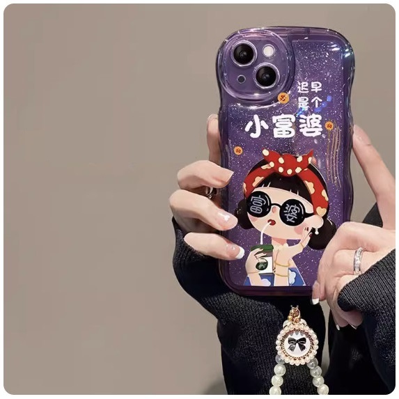 The popular black Sooner or later I will be a rich woman is suitable for Huawei mobile phone cases (transparent purple_Sooner or later I will be a little rich woman + mobile phone chain (contact customer service after placing the order to confirm the mobile phone model)