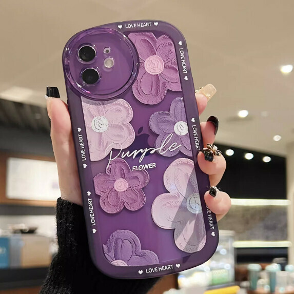 The popular purple oil painting flower is suitable for OPPO mobile phone cases (transparent purple [oil painting flower + single shell model] (contact customer service after placing the order to confirm the phone model)