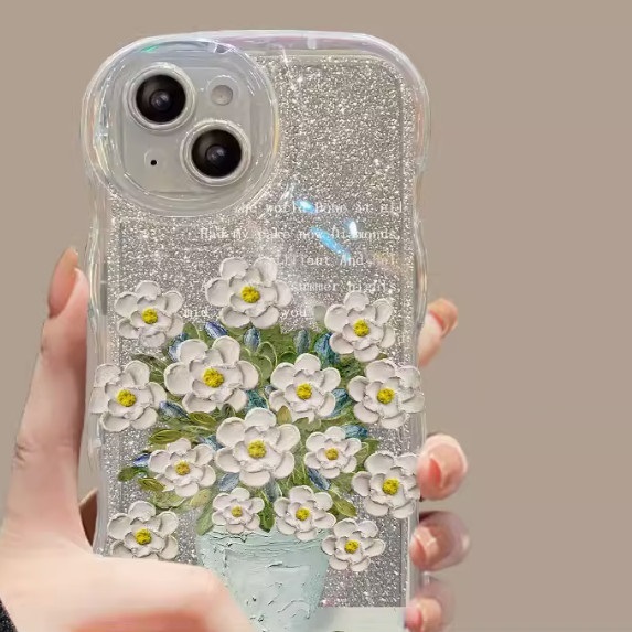 The popular color oil painting flowers are suitable for Xiaomi mobile phone cases (oil painting white flowers_single shell model (contact customer service to confirm the phone model after placing the order)